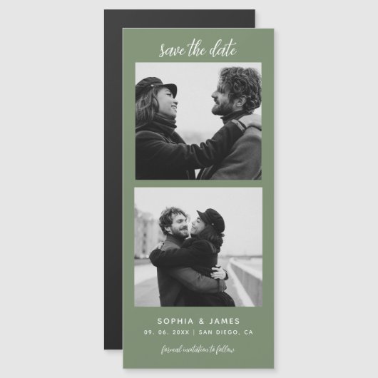 Moderne Fotostrip Magnetische bruiloft Sla de datu (Voorkant / Achterkant)