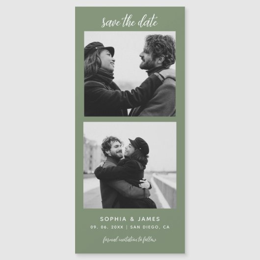 Moderne Fotostrip Magnetische bruiloft Sla de datu (Voorkant)