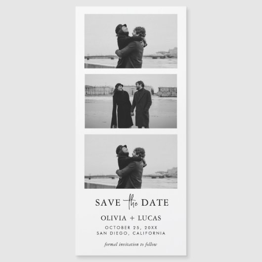 Moderne Fotostrip Magnetische bruiloft Sla de datu (Voorkant)