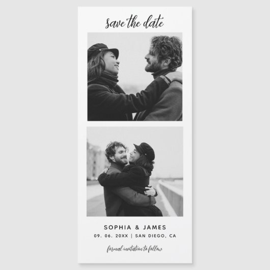 Moderne Fotostrip Magnetische bruiloft Sla de datu (Voorkant)