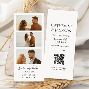 Moderne Fotostrip QR Code Huwelijk Save the Date