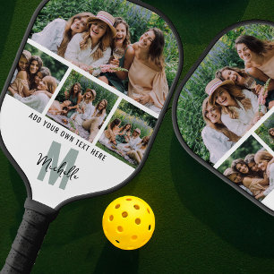 Moderne fotostrookcollage Gebogen Galentines-dag Pickleball Paddle