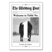 Moderne Fototafel Nummer Kaart Trouwkrant (Voorkant)