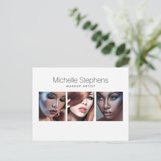 Moderne Fototrio voor Makeup-artiesten, pieklijste Briefkaart (Staand voorkant)