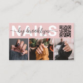 Moderne Fototypografie QR Code Nail Artist Visitekaartje (Voorkant)
