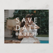 Moderne fototypografie zwart-wit bruiloft aankondigingskaart (Voorkant)