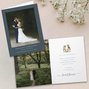 Moderne fotowedding met dinothema Bedankt