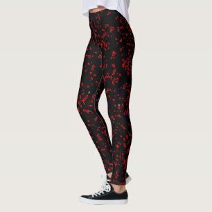 Moderne Fractal Art Rode Patronen Zwart Stijlvol Leggings
