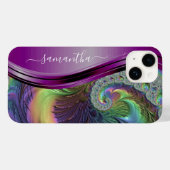 Moderne fractale Paarse handgeschreven naam Case-Mate iPhone Case (Achterkant (horizontaal))