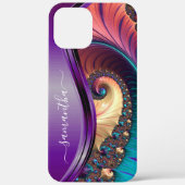 Moderne fractale Paarse handgeschreven naam Case-Mate iPhone Case (Achterkant)