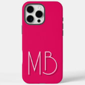 Moderne framboos monogram initialen modern Case-Mate iPhone case (Achterkant)