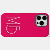 Moderne framboos monogram initialen modern Case-Mate iPhone case (Achterkant (horizontaal))