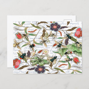 Moderne  Franse Bijen & Bloemen Briefkaart