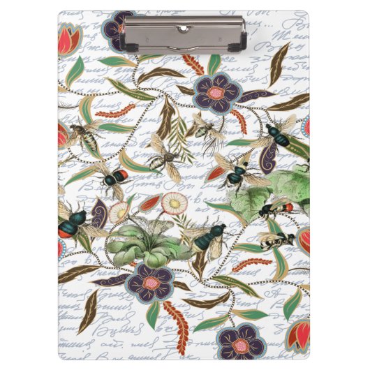 Moderne  Franse Bijen & Bloemen Klembord (Voorkant)