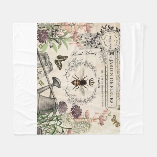 Moderne Franse bijentuin Fleece Deken (Voorkant (Horizontaal))