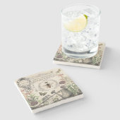 Moderne Franse bijentuin Stenen Onderzetter (Zijkant)