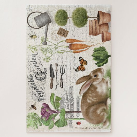 Moderne Franse boerderij Garden Rabbit Legpuzzel (Verticaal)