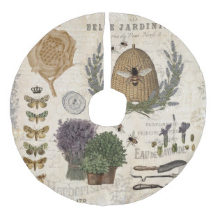 Moderne  franse boerderijbijen imitatie linnen kerstboom kleed