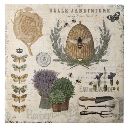 Moderne franse boerderijbijen tegeltje (Voorkant)