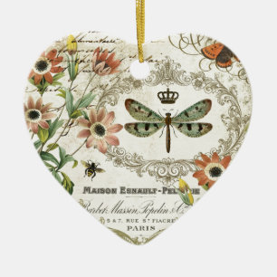 Moderne Franse dragonfly Keramisch Ornament