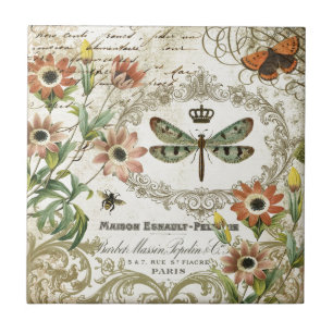 Moderne Franse dragonfly Tegeltje