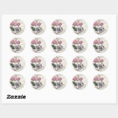 moderne  franse flora ronde sticker (Vel)