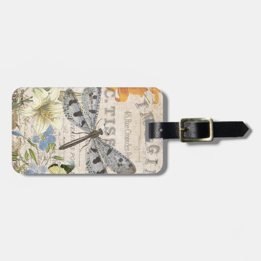 moderne  franse libellen bagagelabel (Voorkant horizontaal)