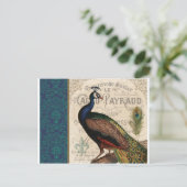 moderne franse pauw briefkaart (Staand voorkant)