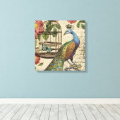 moderne  franse pauw canvas afdruk (Insitu (Houten vloer))