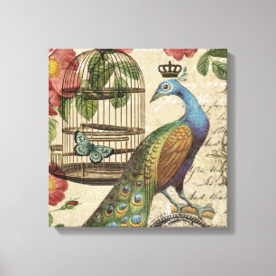 moderne  franse pauw canvas afdruk