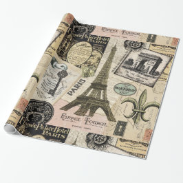 Moderne  Franse reiscollage Cadeaupapier