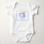 Moderne Franse Sardines Blikvis Baby Shower Romper (Voorkant)