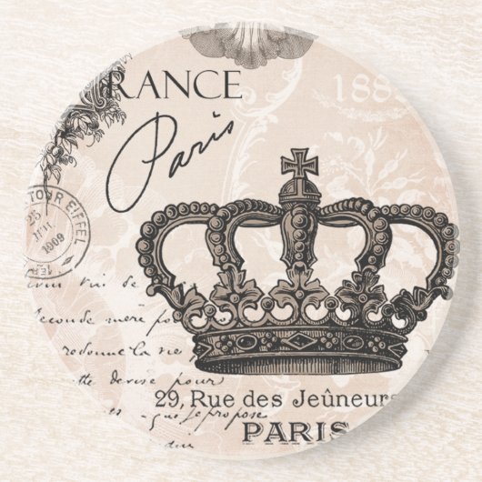 moderne  franse shabbykroon zandsteen onderzetter (Voorkant)