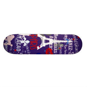 Moderne Franse zwarte collage Skateboard