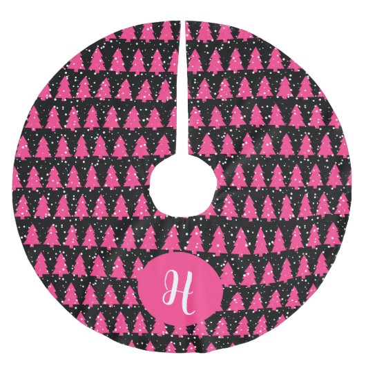 Moderne Fuchsia en zwarte kerstboom Kerstboom Rok (Voorkant)