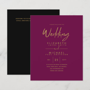 Moderne Fuchsia Goud Budget Trouw Uitnodigingen