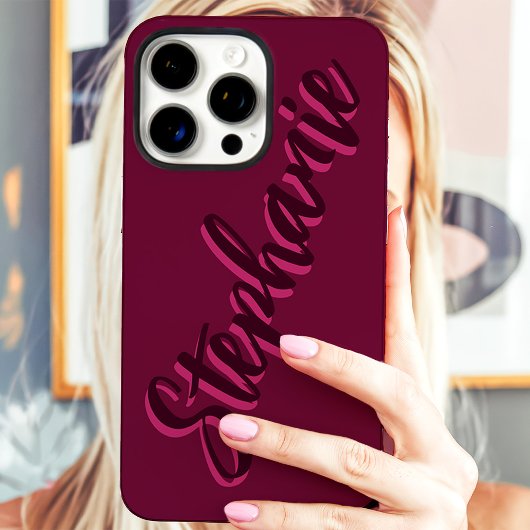 Moderne Fuchsia Minimalistische Script Naam Case-Mate iPhone Case
