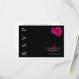 Moderne Fuchsia orchideeën RSVP Kaartje