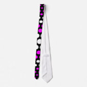 Moderne Fuchsia & White Polka Dots Pattern Stropdas (Achterkant)