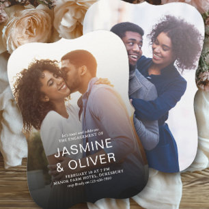 Moderne Full Bleed Verloving Foto's Trouwfeest Kaart