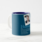 Moderne Fun Man Definitie Foto Blauw Tweekleurige Koffiemok (Voorkant links)