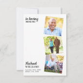 Moderne Funeral Custom 3 Photo Memorial Prayer Kaa (Voorkant)