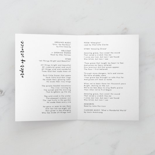 Moderne Funeral Order of Service Celebration Folde Programma (Binnen)