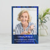 Moderne Funeral Photo Order of Service Blue Marble Programma (Staand voorkant)