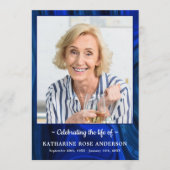 Moderne Funeral Photo Order of Service Blue Marble Programma (Voorkant)