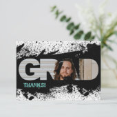 Moderne Funky Black Splat GRAD Photo Carte de reme (Debout devant)