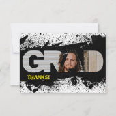 Moderne Funky Black Splat GRAD Photo Carte de reme (Devant)