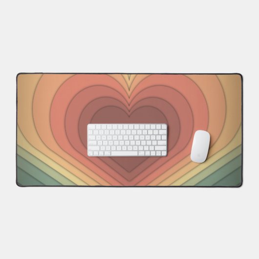 Moderne Funky Retro Kleurrijke Heart Desk Mat (Keyboard & Muis)