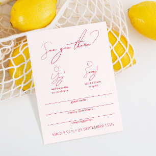 Moderne Funny Calligraphy Blush Pink RSVP-kaart RSVP Kaartje