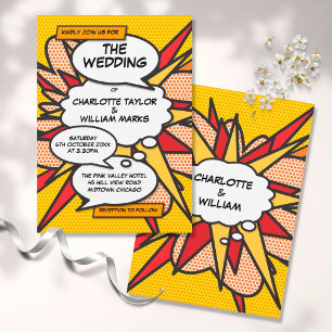 Moderne Funny Comic Book Pop Art Huwelijk Kaart